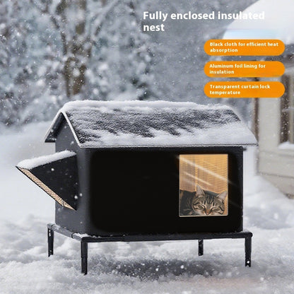 Warm Outdoor Cat Shelter with Emergency Exit | Insulated, Safe & Easy to Clean