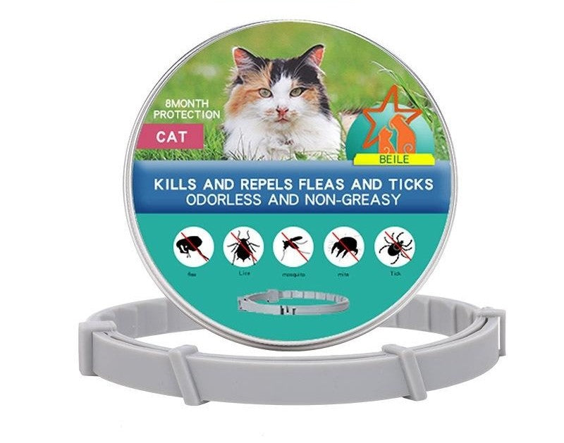 Collier anti-puces et tiques naturel pour chats – Protection 8 mois | Imperméable, ajustable, non toxique