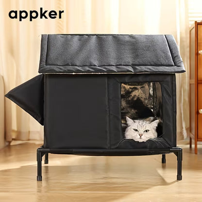 Warm Outdoor Cat Shelter with Emergency Exit | Insulated, Safe & Easy to Clean