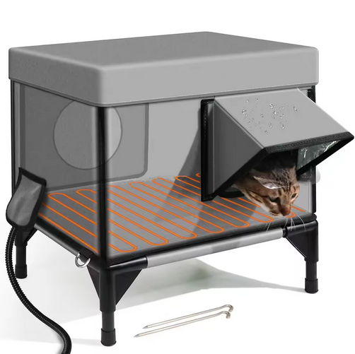 Premium Heated Outdoor Cat Shelter, Waterproof