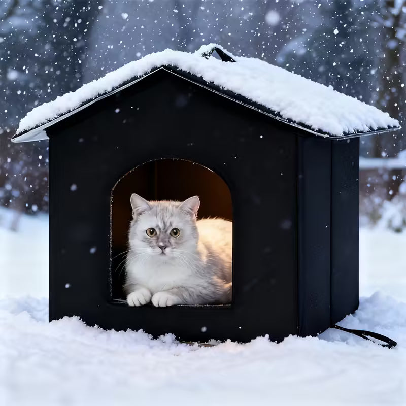 Warm Outdoor Cat Shelter with Emergency Exit | Insulated, Safe & Easy to Clean
